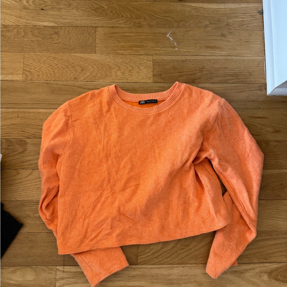 Zara Orange Ribbed Sweater